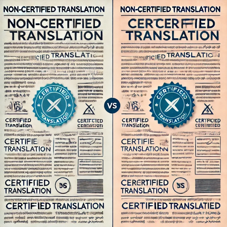 Comparison between certified and non-certified translation