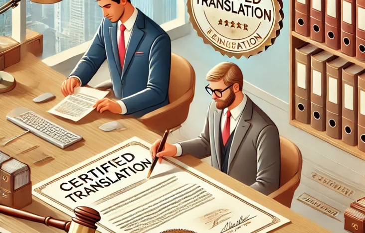 Professional translation services being provided at an office in Egypt.