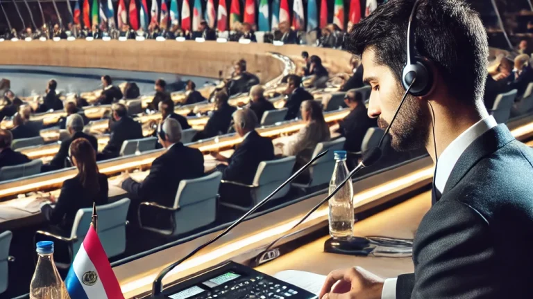 Interpreter at a conference in Cairo.